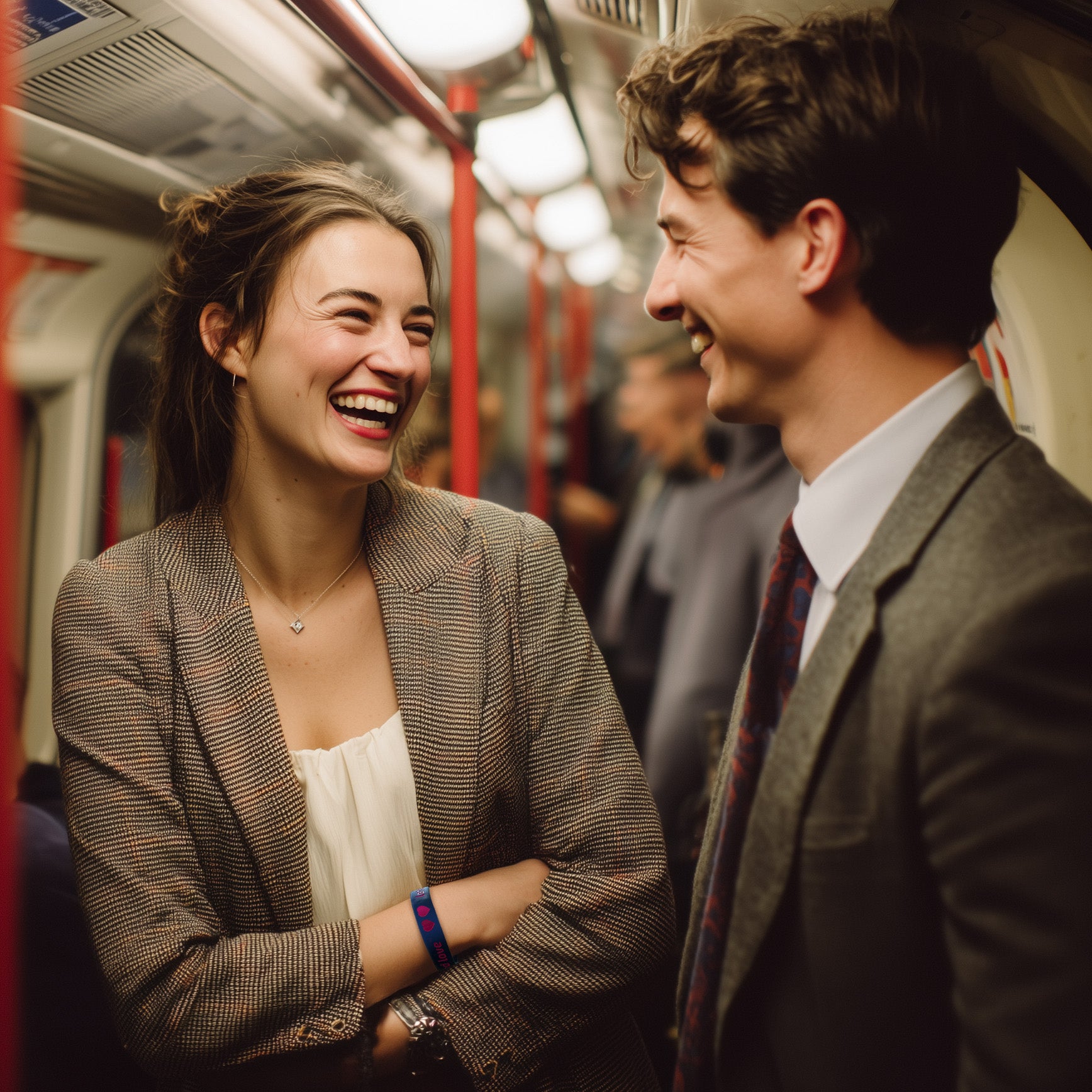 Couple get chatting on the tube after man spots woman wearing the lets all find love wristband